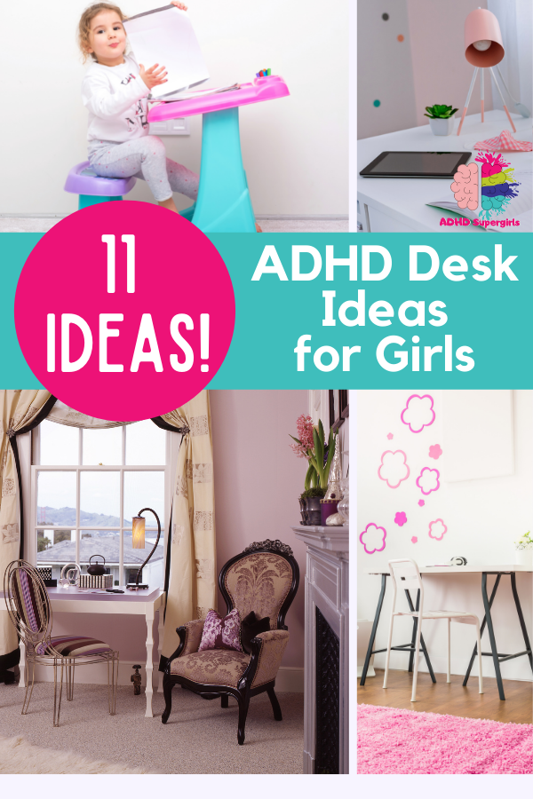 Learn how to create a homework and study station that will be helpful, not harmful for your ADHD girl with these ADHD desk set ups!