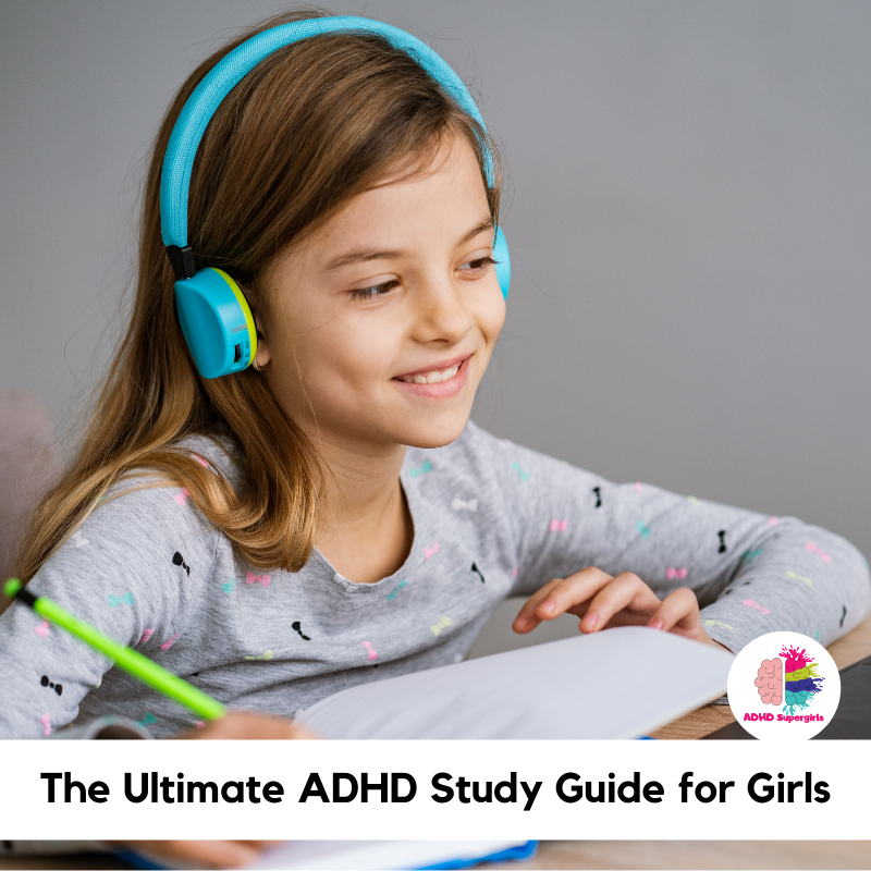 Easy ways to learn how to study with ADHD! ADHD homework support for girls with ADHD.