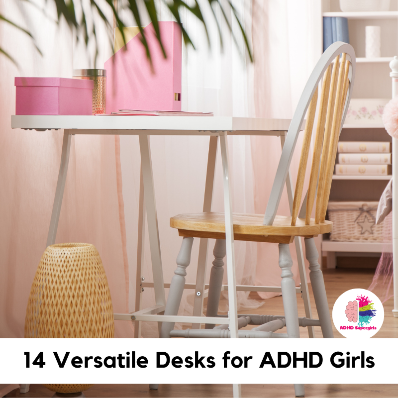 I've collected my favorite desks that work for my girls with ADHD. I've included my favorite traditional desks, standing desks, storage desks, and lap desks so you can find something to suit every environment that you face!