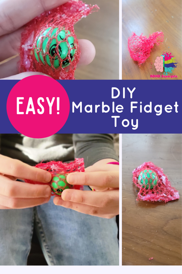 How to make a DIY marble mesh fidget toy in under 5 minutes! Step-by-step directions make it easy to make this homemade marble fidget!