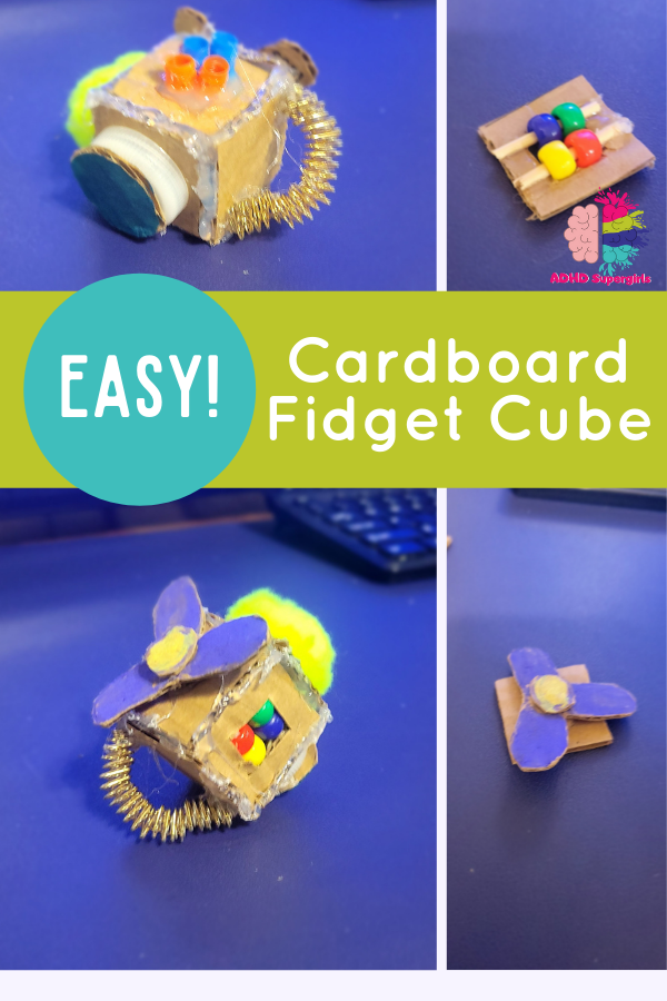 How to make a fidget cube out of cardboard in under 20 minutes! With a few supplies from the recycling box, make a fully functional DIY fidget cube!